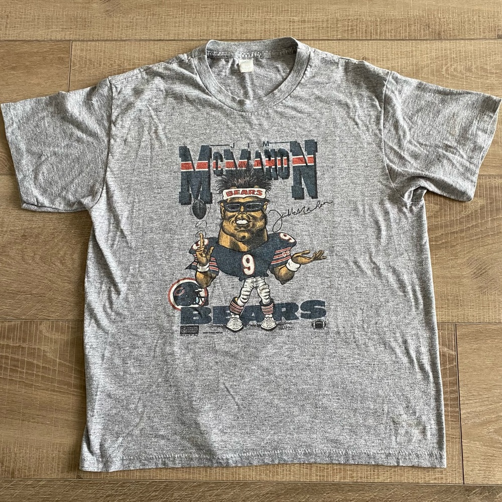 Vintage Jim McMahon caricature shirt - LARGE - Chicago Bears - 1987 - NFL